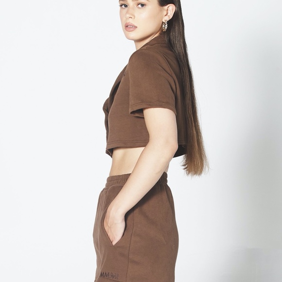 MY MUM MADE IT JERSEY COLLARED CROP TEE AND SHORTS - Picture 2 of 4